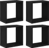 Four identical black cube-shaped shelves are arranged in a 2x2 grid against a white background. Produktbild-Vorschau