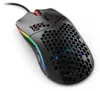 A black gaming mouse with a honeycomb design and RGB lighting. Produktbild-Vorschau