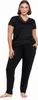 Schwarzer Damen-Pyjama mit Spitze, lange Hose, kurzärmliges Produktbild-Vorschau 2