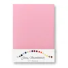 A pink jersey fitted sheet is shown flat against a white background. Below the sheet is a white strip with a rainbow of small colored circles and text. Produktbild-Vorschau