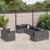 Design 9-tlg. Garten-Sofagarnitur mit Kissen Grau Poly Produktbild-Vorschau 1