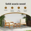 vidaXL Bistro set s polštáři, 3 ks, hnědý, masivní akáciové Náhled obrázku produktu 3