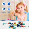 32Pcs Montessori Holzspielzeug Fädelspiel, Holzperlen zum Produktbild-Vorschau 6