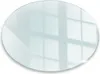 A round, transparent glass hearth plate reflecting a window. Náhled obrázku produktu