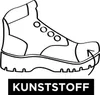 A black and white illustration of a work boot with text below. Produktbild-Vorschau