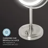 Close-up of a lighted makeup mirror base with a switch and text overlay. Anteprima dell’immagine prodotto