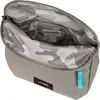 The inside of an open gray bag with a camouflage-patterned lining. Produktbild-Vorschau