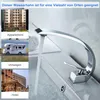 A collage of images showing different locations where the faucet can be used, alongside a close-up of the faucet in use. Produktbild-Vorschau