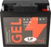 A black battery with orange and white labeling, shown from a slightly elevated front-diagonal angle. Produktbild-Vorschau