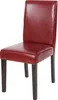 A red dining chair with dark legs is shown against a white background. Voir les images du produit