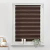 A window with brown and tan horizontal blinds. Produktbild-Vorschau