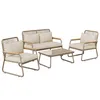 A four-piece outdoor furniture set including a loveseat, two armchairs, and a coffee table, arranged on a white background. Podgląd zdjęcia produktu