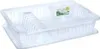 A clear plastic dish drying rack with a separate drip tray and a utensil holder. Anteprima dell’immagine prodotto