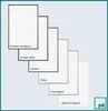 A series of overlapping rectangles representing different frame colors and finishes, with text labels. Produktbild-Vorschau