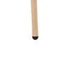 A close-up of the bottom of a wooden chair leg with a black protective cap. Produktbild-Vorschau