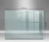 A rectangular glass panel, likely a fireplace hearth protector, shown against a plain background with dimensions indicated. Produktbild-Vorschau