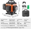 A laser level tool with its accessories and specifications laid out. Náhled obrázku produktu