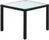 A square table with a glass top and a black rattan frame, shown from a slightly elevated angle against a white background. Produktbild-Vorschau