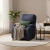 A blue recliner chair with a blanket and pillow in a living room setting. Anteprima dell’immagine prodotto