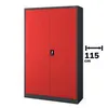 A red and gray metal cabinet with a lock on the doors, shown against a white background. A measurement indicator is present on the right side. Anteprima dell’immagine prodotto