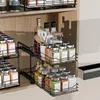Výsuvný stojan na korenie 2 police čierny Kuchynský Náhľad obrázku produktu 6