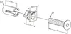 A technical drawing showing the assembly of a fastening system with dimensions and labels. Produktbild-Vorschau