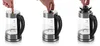 A three-panel image showing how to open the lid of a glass electric kettle. Náhled obrázku produktu