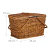 Relaxdays Picknickkorb mit Deckel, geflochten, Stoffbezug, Produktbild-Vorschau 4