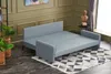A blue sofa bed is shown in a room with green walls and a patterned rug. Produktbild-Vorschau