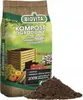 A bag of garden compost with vegetables and flowers depicted on it, and a pile of compost in the foreground. Náhľad obrázku produktu