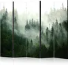 A multi-panel room divider featuring a misty coniferous forest landscape. Produktbild-Vorschau