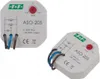 Two views of a small, square-shaped electronic device with wiring diagrams and specifications printed on its surface. Produktbild-Vorschau