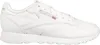 A white Reebok Classic Leather sneaker shown from the side. Produktbild-Vorschau
