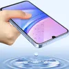 A hand is holding a smartphone with water droplets on the screen, and a water droplet is falling into ripples below. Produktbild-Vorschau