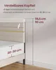 Close-up of a bed headboard showing adjustable height and mattress compatibility. Produktbild-Vorschau