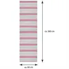 A long, narrow fabric runner with horizontal stripes in gray, white, and pink, with measurement indicators. Anteprima dell’immagine prodotto