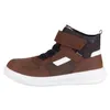 A side view of a brown high-top sneaker with a white sole. Produktbild-Vorschau