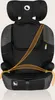 A child car seat with orange straps highlighting the seatbelt path. Produktbild-Vorschau