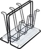 A black metal cup drying rack with a white drip tray, designed to hold up to six cups. Náhled obrázku produktu