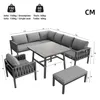 A diagram showing the dimensions of a garden lounge set. Produktbild-Vorschau