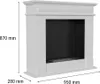 A white bioethanol fireplace with dimensions indicated. Podgląd zdjęcia produktu
