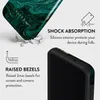 A product image showcasing a phone case with features highlighted by text and icons. Produktbild-Vorschau