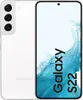 A white Samsung Galaxy S22 smartphone is shown from the back and front. Produktbild-Vorschau