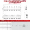A diagram and table showing dimensions and specifications for a heating manifold system. Produktbild-Vorschau