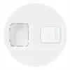 A top-down view of a white lid with a green LED indicator light and a rectangular slot. Produktbild-Vorschau