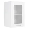 A white kitchen cabinet with a glass door and a shelf inside, shown against a white background. Produktbild-Vorschau