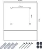Diagram showing dimensions and mounting hardware for a mailbox. Produktbild-Vorschau