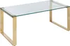 A rectangular glass coffee table with a gold stainless steel frame, shown against a white background. Náhľad obrázku produktu