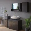 A modern bathroom with a vanity, sink, mirror, and cabinet. Produktbild-Vorschau
