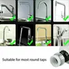 A collage of different types of faucets, with green checkmarks indicating suitability, and a close-up of a faucet adapter at the bottom. Produktbild-Vorschau